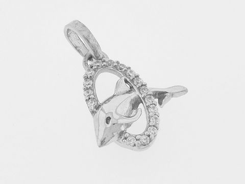 Delfin Silber Anhänger tierisch rhodiniert mit Zirkonia von Juwelier Harnisch, elegantes Design für Tierliebhaber, ideal als Geschenk oder Schmuckstück in jedem Sortiment.