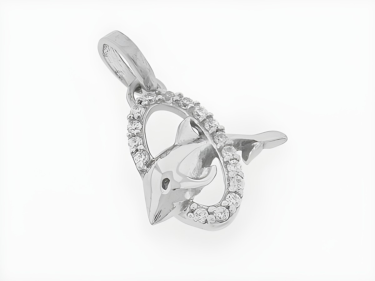 Delfin Silber Anhänger tierisch rhodiniert mit Zirkonia von Juwelier Harnisch, elegantes Design für Tierliebhaber, ideal als Geschenk oder Schmuckstück in jedem Sortiment.