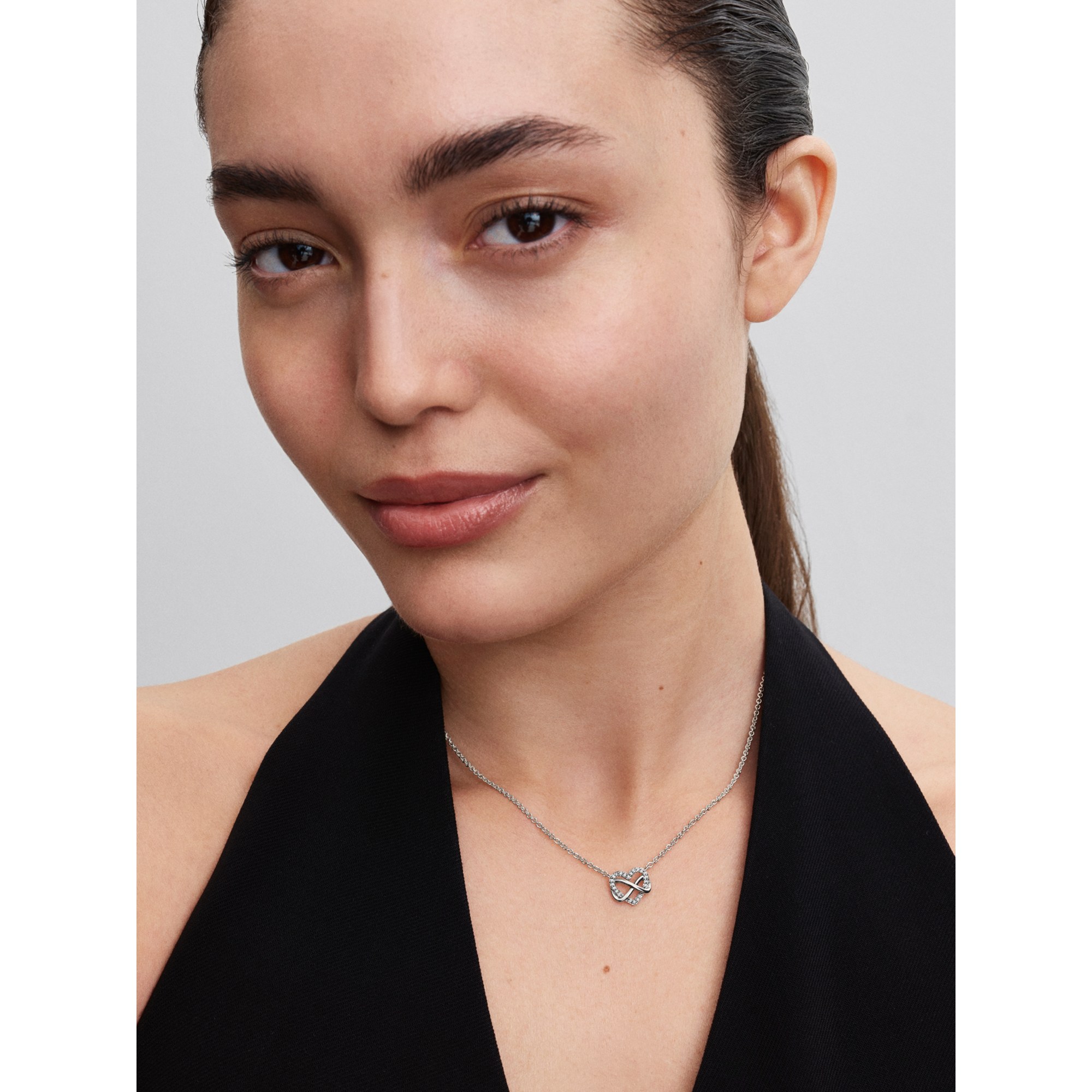 Pandora Funkelnde Unendlichkeits-Herz Collier-Halskette - 50 cm - Sterling Silber – Ansicht 4