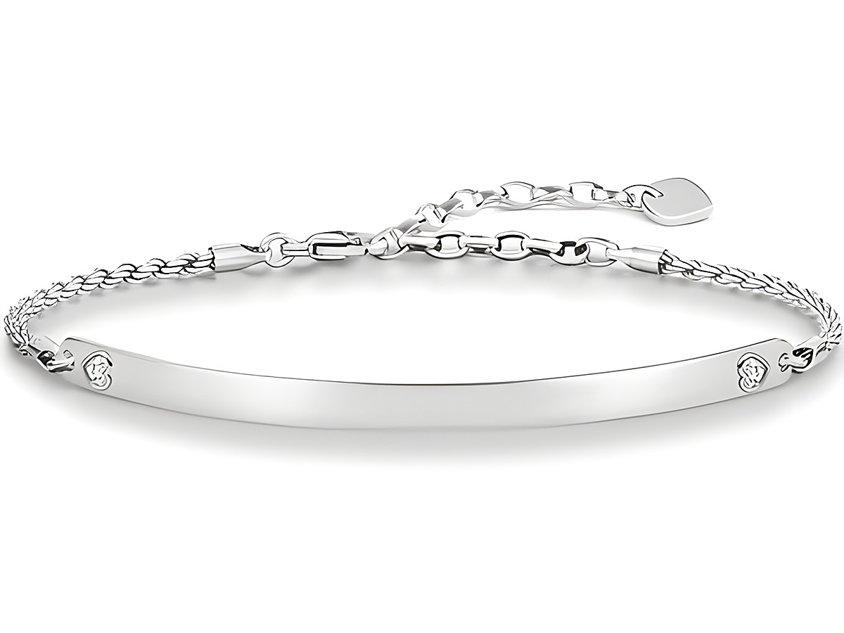 Silbernes Thomas Sabo Love Bridge Armband mit Zirkoniasteinen, flexibel in der Länge von 15-18 cm, elegantes Design für stilvolle Akzente. Ideal für jedes Handgelenk.
