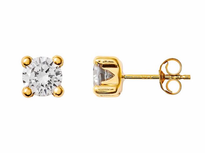 Gelbgold 585 Ohrstecker von Xenox, poliert mit Zirkonia. Elegantes Design, ideal für jeden Anlass, funkelt und verleiht einen Hauch von Glamour. Hochwertiger Echt Gold Ohrschmuck.