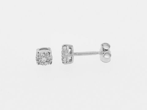Ohrringe Silber rhod. rund funkelnd Stecker Zirkonia, Hersteller Juwelier Harnisch, elegant und zeitlos, ideal für jeden Anlass.
