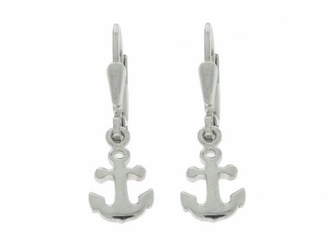 Ohrringe Hänger - Anker - Silber rhodiniert - verspielt, von Hersteller Juwelier Harnisch, Ohrhänger ohne Stein, ideales Accessoire für maritime Looks.