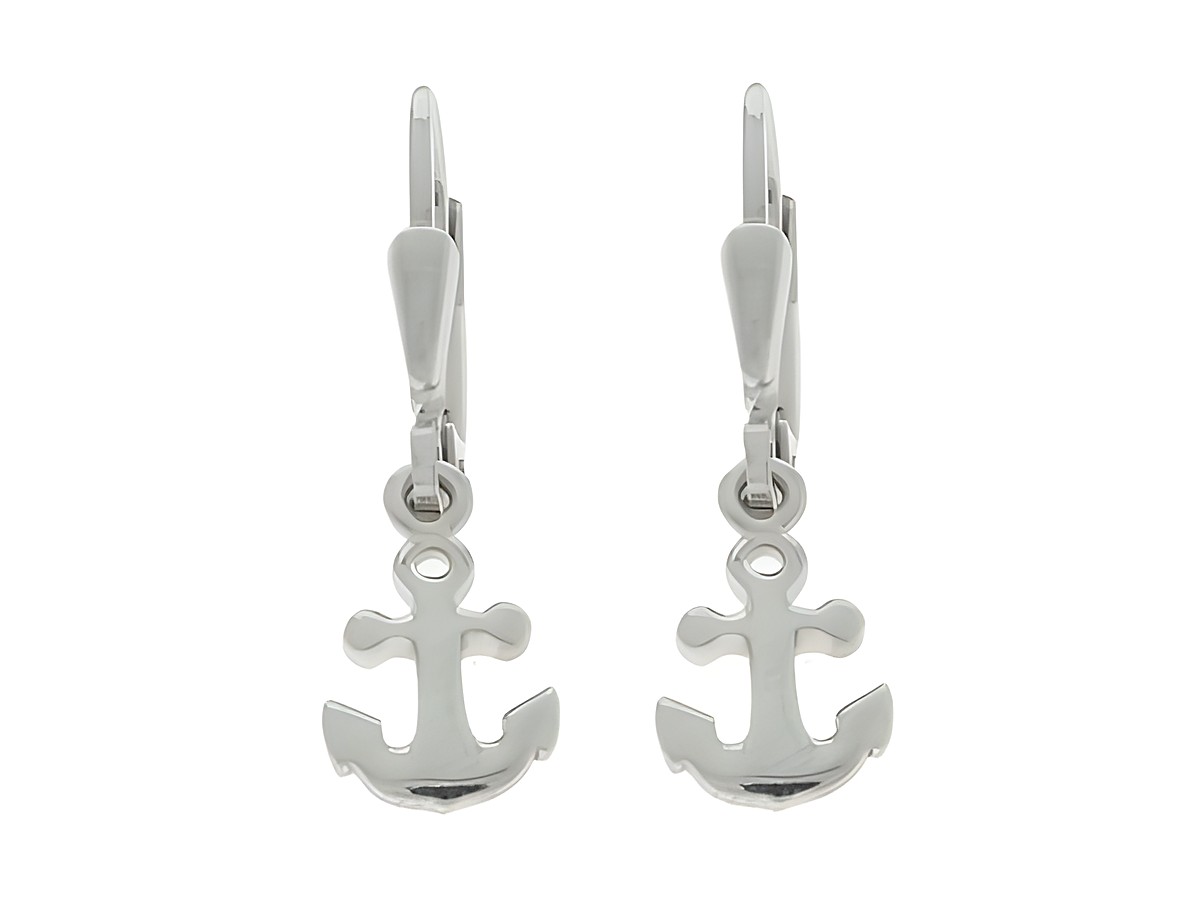Ohrringe Hänger - Anker - Silber rhodiniert - verspielt, von Hersteller Juwelier Harnisch, Ohrhänger ohne Stein, ideales Accessoire für maritime Looks.