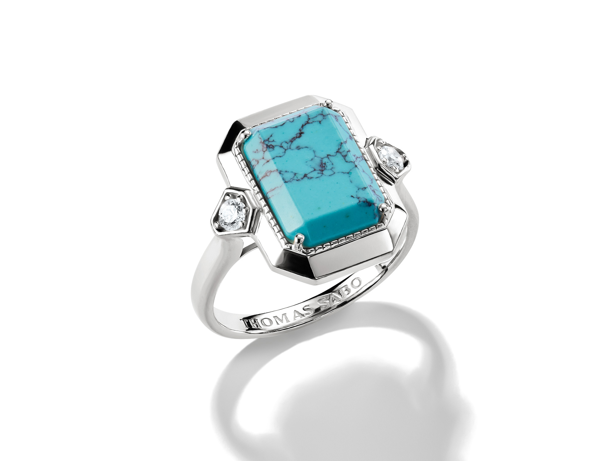 Thomas Sabo TR2506-405-17-56 ELYNDRA Ring - Sterling Silber & imit. Türkis & Zirkonia - Türkis - Gr. 56
