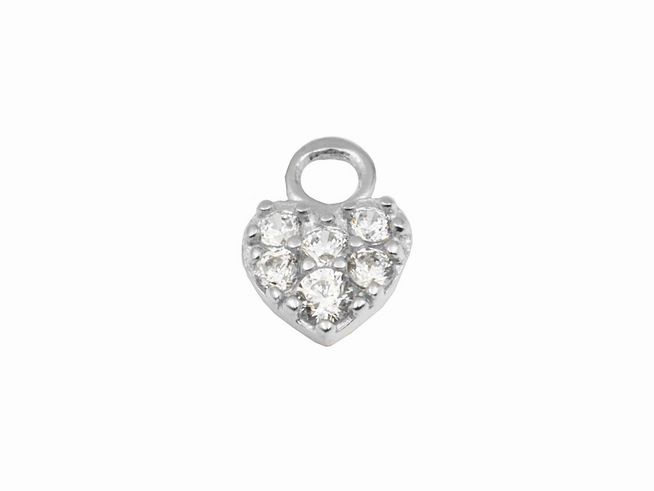 Einhänger für Creolen in Herzform aus rhodiniertem Sterling Silber mit funkelnden klaren Zirkonia. Hersteller Juwelier Harnisch, ideal für elegante Schmuckkompositionen.