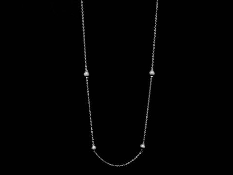 Lange Kette XXL versilbert mit Rundankern und Kugelelementen, 80 cm lang, elegant und stilvoll, ideale Ergänzung für jedes Outfit, Hersteller Juwelier Harnisch.