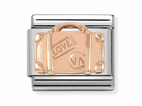 Koffer von Nomination Classic in Roségold 430102 07, gestaltet mit der Aufschrift LOVE, verleiht einen besonderen Charme und eignet sich ideal für Schmuckliebhaber.