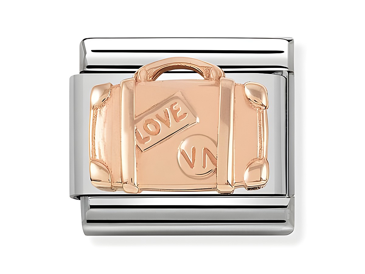 Koffer von Nomination Classic in Roségold 430102 07, gestaltet mit der Aufschrift LOVE, verleiht einen besonderen Charme und eignet sich ideal für Schmuckliebhaber.