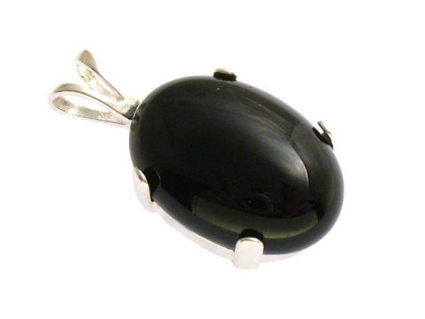 Onyx Cabochon Sterling Silber Anhänger schwarz, hergestellt von Juwelier Harnisch, mit elegantem Design und glänzender Oberfläche, ideal für stilvolle Schmuckkollektionen.