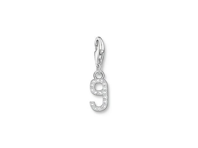 Charm-Anhänger von Thomas Sabo in Form der Zahl 9 aus Silber mit funkelndem Zirkonia, ideal für individuellen Schmuck. Neuheiten im modernen Design.