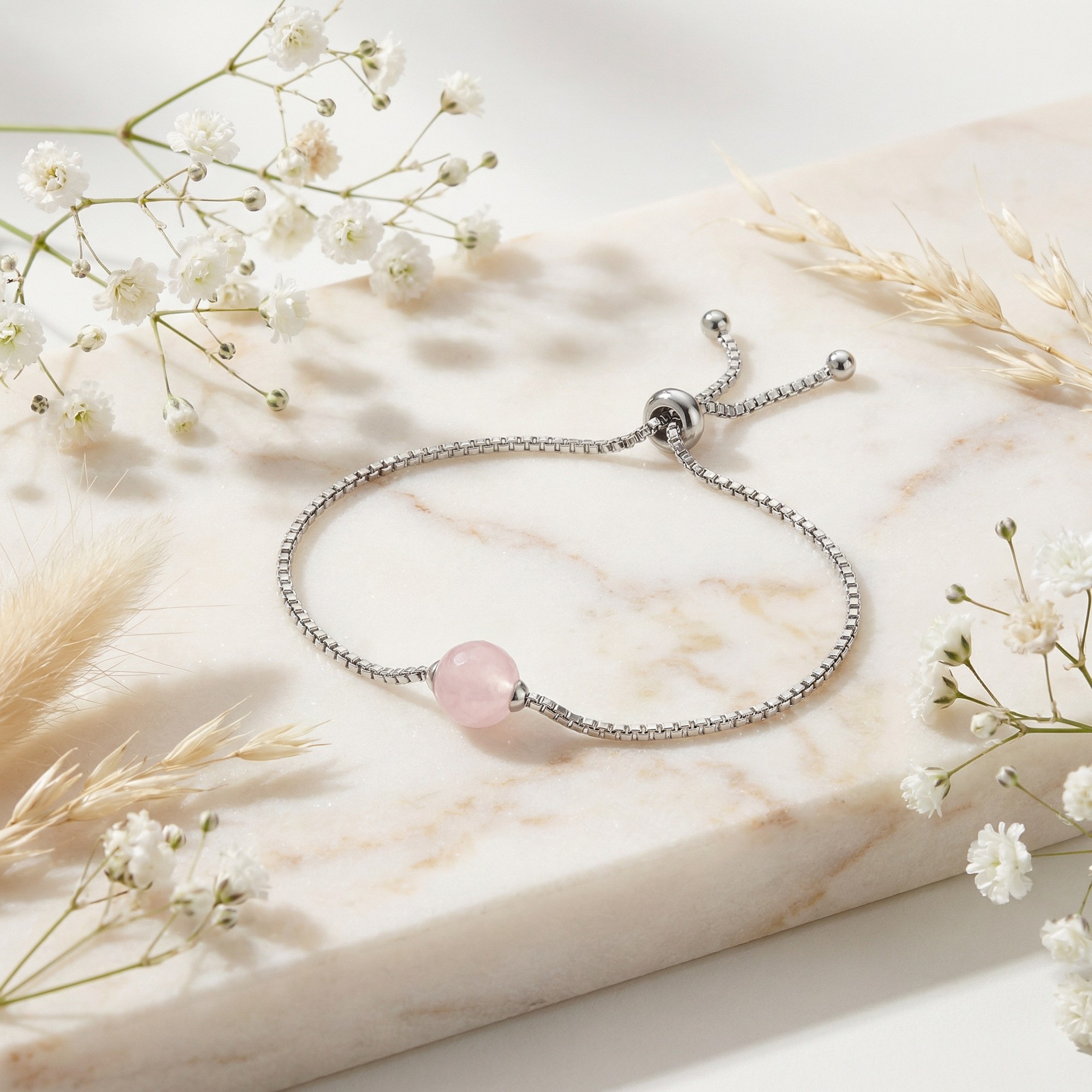 Engelsrufer LILGEM Armband Powerful Stone - Kraftstein - Rosenquarz - Silber rhodiniert & Rosa 24 cm – Ansicht 5