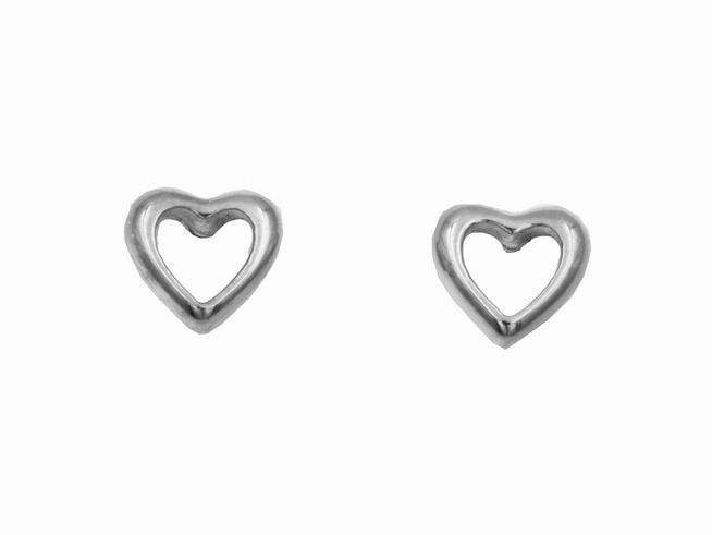 Ohrstecker Herz offen - 925 Sterling Silber - poliert - rhodiniert, Hersteller Juwelier Harnisch, Ohrstecker ohne Stein, stilvolles Design für jeden Anlass.