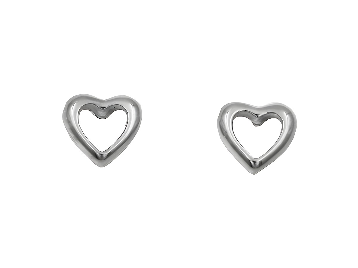 Ohrstecker Herz offen - 925 Sterling Silber - poliert - rhodiniert, Hersteller Juwelier Harnisch, Ohrstecker ohne Stein, stilvolles Design für jeden Anlass.