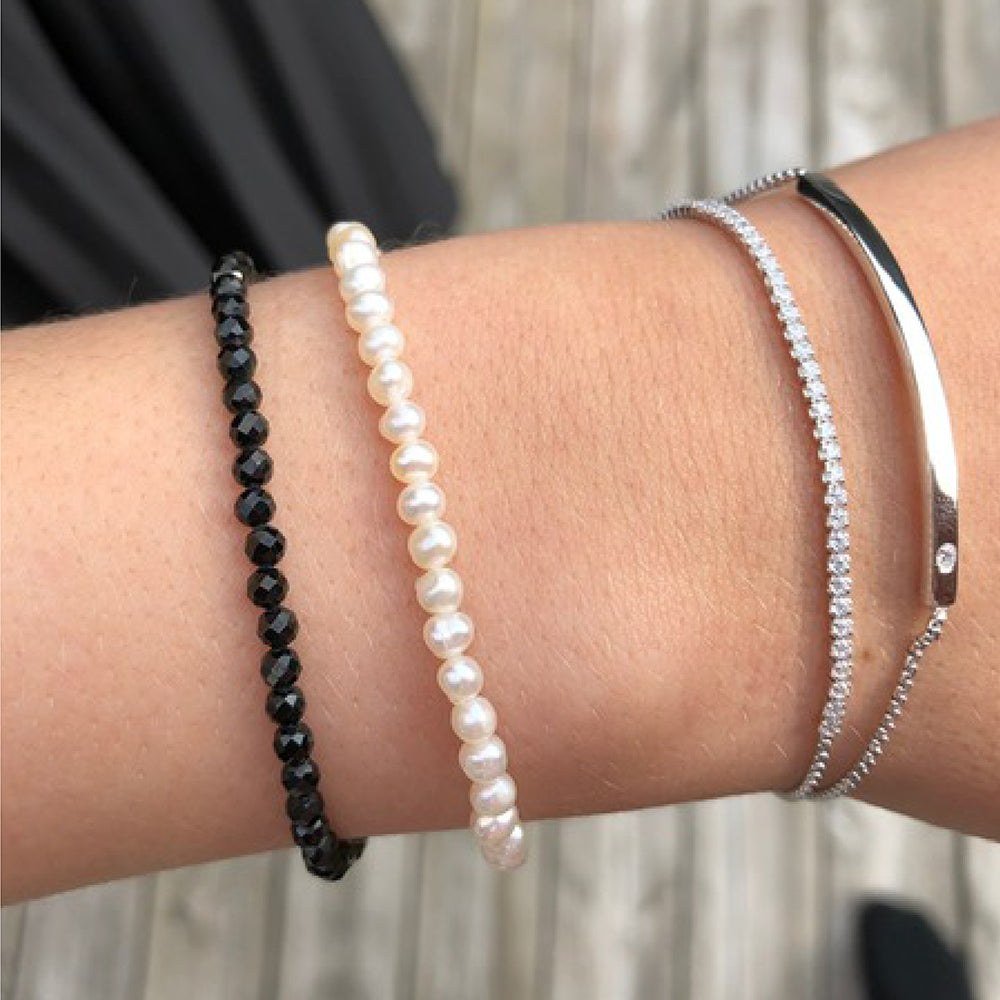 Engelsrufer PERLE Armband - Silber rhodiniert & Zuchtperle auf Nylon Perlmutt Weiß 18 cm – Ansicht 5