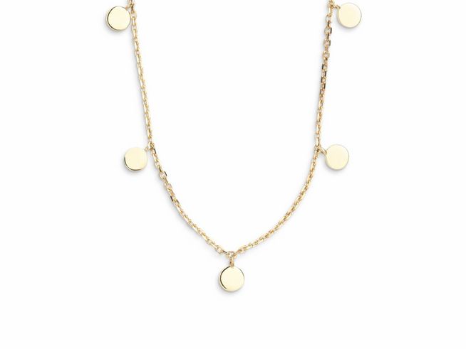 Xenox Gold Kette XG4403G/42 in Gelbgold mit modischen runden Anhängern, 42 cm lang, aus 375 Echtgold, ideal für einen stilvollen Look.