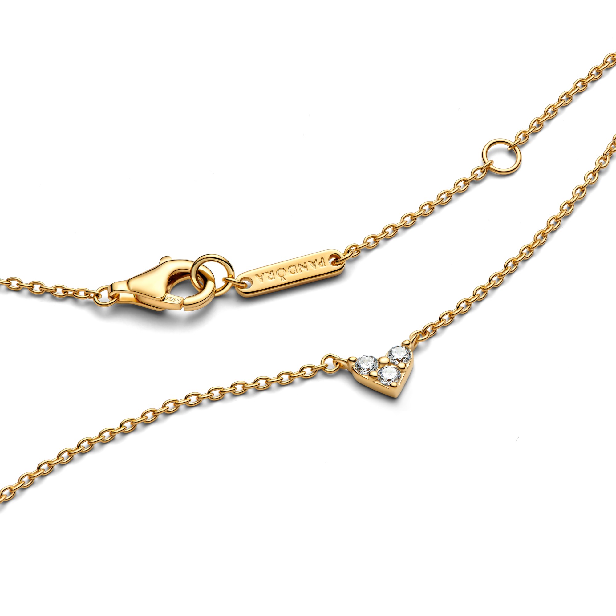 Pandora Drei Sterne Herz Collier-Halskette - Gelbgold Vergoldung - Zirkonia - 45 cm – Ansicht 4