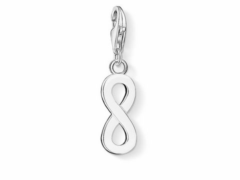 41606583-0 Silberner Thomas Sabo Charm in Form einer unendlichen Schleife, schlichtes Design, symbolisiert Liebe und Ewigkeit, geeignet für individuelle Schmuckgestaltung.
