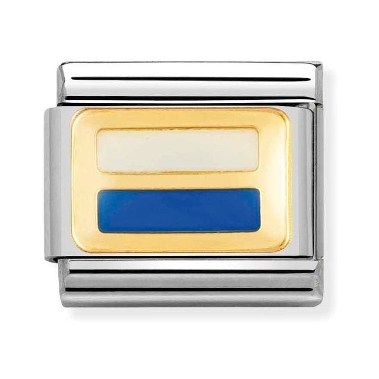 Nomination Composable Classic Charm Flagge San Marino - Edelstahl, Gold 750 Gelbgold, Emaille