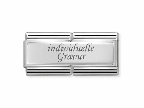 Nomination 330710 01 Composable DOUBLE Classic mit individueller Gravur in glänzendem Silber, bietet stilvolle Personalisierung für Armbänder. Ideal für besondere Anlässe.