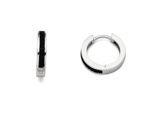 Zwei DUR Ohrringe aus Sterling Silber in runder Form mit einer schwarzen Innenfläche, elegant und modern gestaltet. Ideal für jeden Anlass.