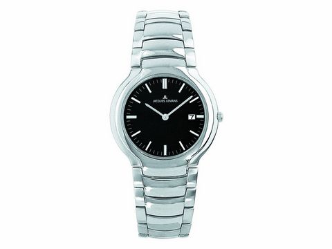 Jacques Lemans Vienna 1-989A Armbanduhr 28 mm mit schwarzem Ziffernblatt und Datumsanzeige, silbernes Edelstahlarmband, elegant und zeitlos im Design.
