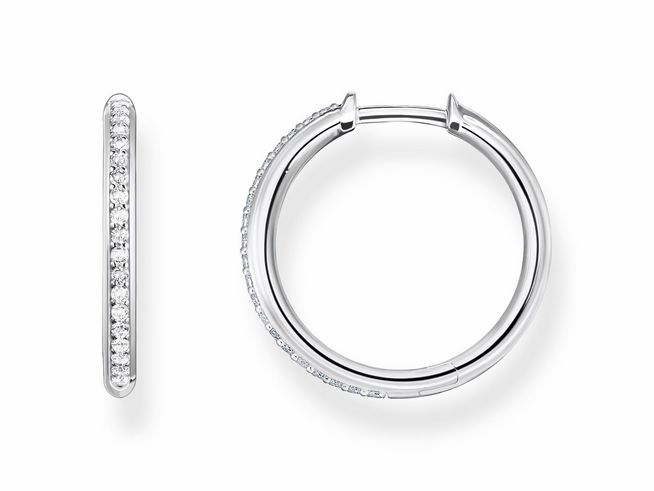 Thomas Sabo Creolen aus Sterlingsilber mit weißen Zirkonia, zeitloses Design in glänzender Ausführung, ideal für elegante Anlässe oder den Alltag.