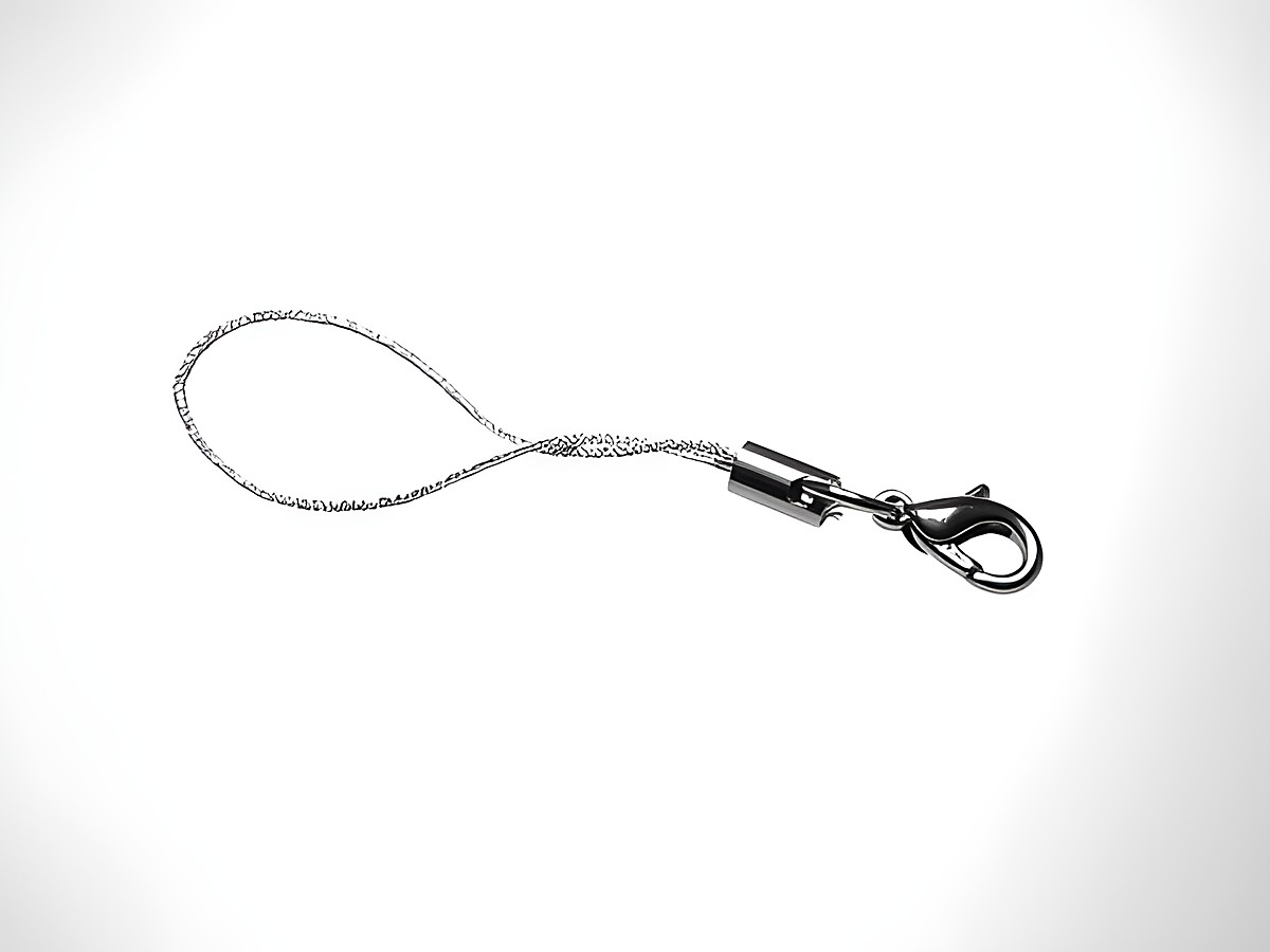 Handyschmuck Schlaufe mit einem Karabinerhaken in silberner Farbe, hergestellt von Juwelier Harnisch, geeignet für eine Vielzahl von 1.500 verschiedenen Anhängern.