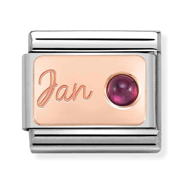 Nomination Composable Classic Charm Monatsstein Januar Granat - Edelstahl, Gold 375 Roségold