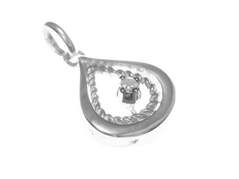 Gold Anhänger aus Gold 585 mit einem Diamanten von 0,025 ct in Weißgold, gefertigt vom Juwelier Harnisch, elegant geformt in Tropfenoptik mit feiner Verzierung.