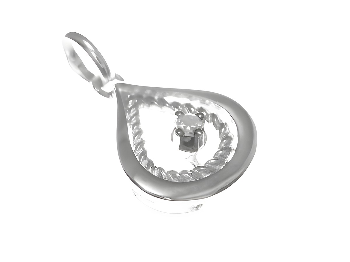 Gold Anhänger aus Gold 585 mit einem Diamanten von 0,025 ct in Weißgold, gefertigt vom Juwelier Harnisch, elegant geformt in Tropfenoptik mit feiner Verzierung.