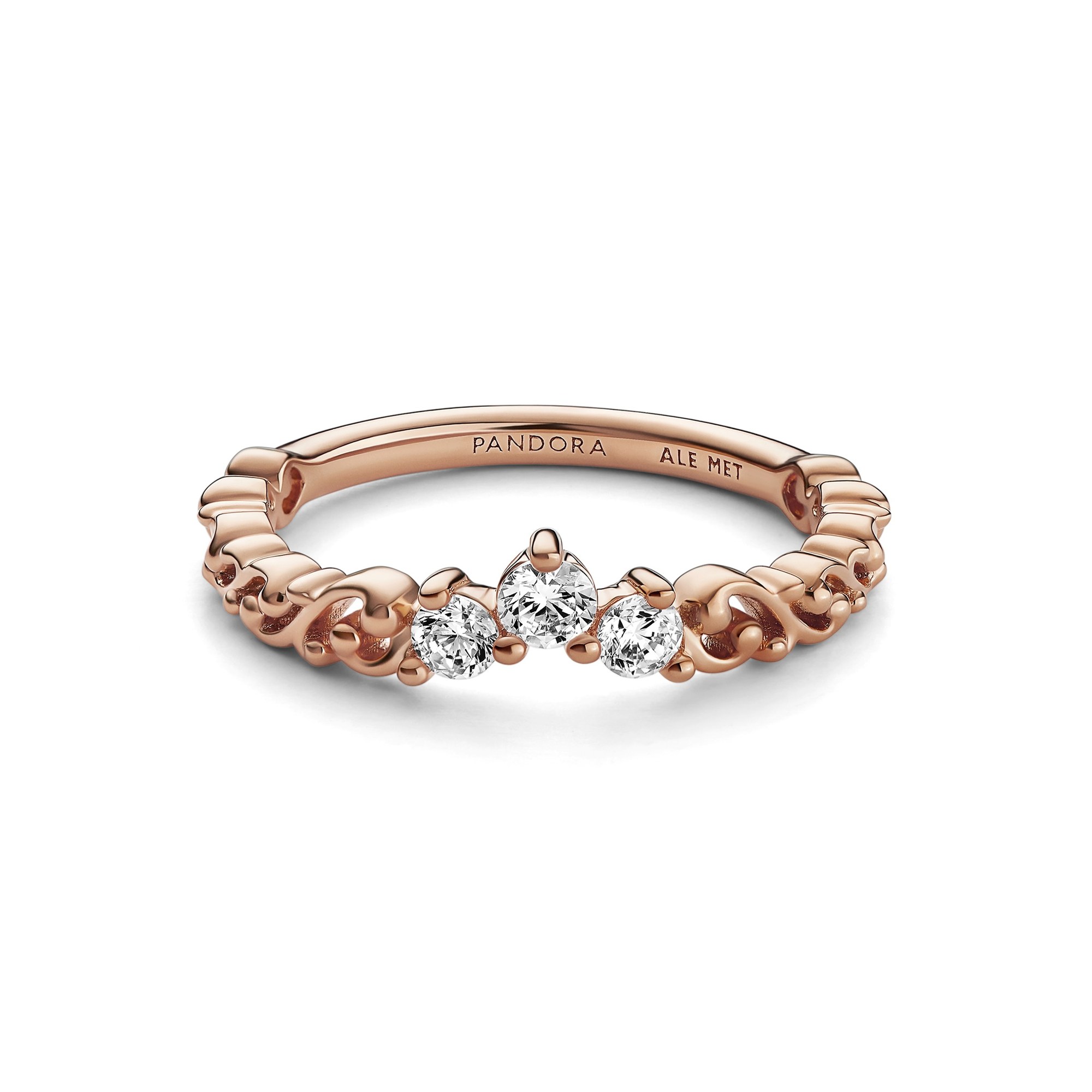 Pandora königlicher Tiara Diadem-Ring - 585 Roségoldvergoldung + Zirkonia - Klar Ansicht 2 – Ansicht 2