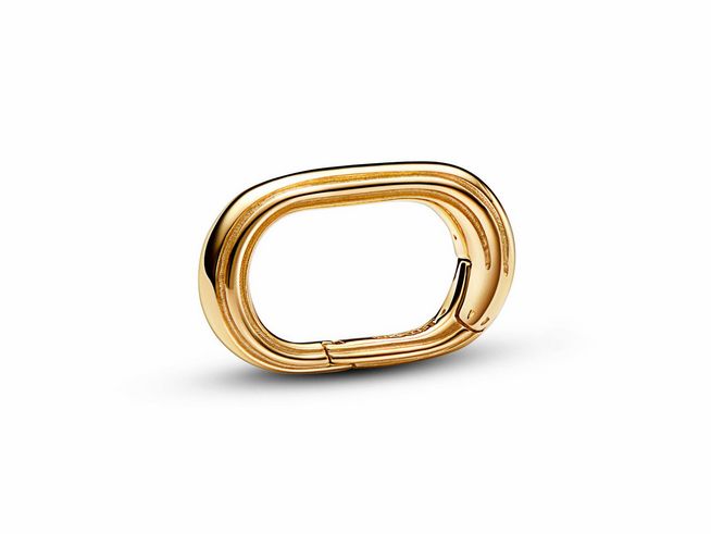 Rechteckiger aufklappbarer Link aus Gelbgold vergoldet, hochwertig verarbeitet, ideal für Ketten und Armbänder, elegantes Design passend für modische Akzente.