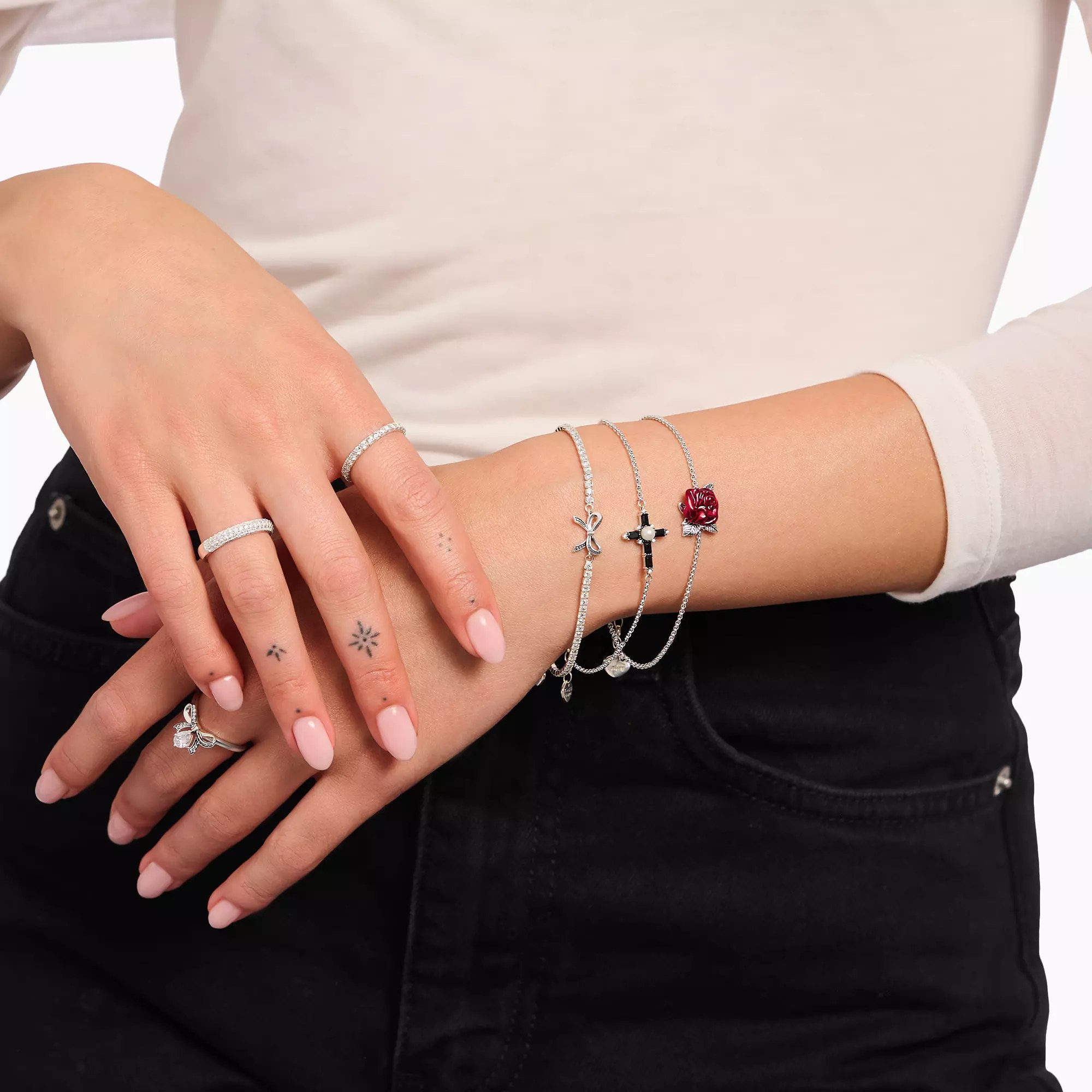 Thomas Sabo Rose True Romance Armband - rot - Silber gesch. + Emaille - 16-19 cm – Ansicht 2