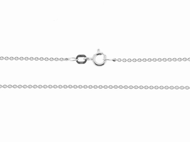 Feine Rundankerkette aus Silber 925 rhodiniert mit einer Länge von 42 cm, moderner Karabinerverschluss, Hersteller Juwelier Harnisch, rhodinierte Oberfläche für zusätzlichen Glanz.