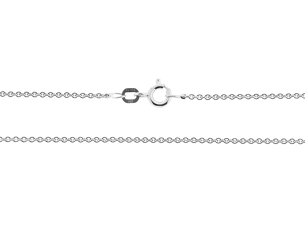 Feine Rundankerkette aus Silber 925 rhodiniert mit einer Länge von 42 cm, moderner Karabinerverschluss, Hersteller Juwelier Harnisch, rhodinierte Oberfläche für zusätzlichen Glanz.