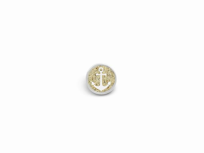 Sterling Silber Charm Element Hoffnung mit einem Anker-Motiv auf gefärbtem Strandsand, designed von DUR, geeignet für 2.0 Strandsand Schmuckstücke.