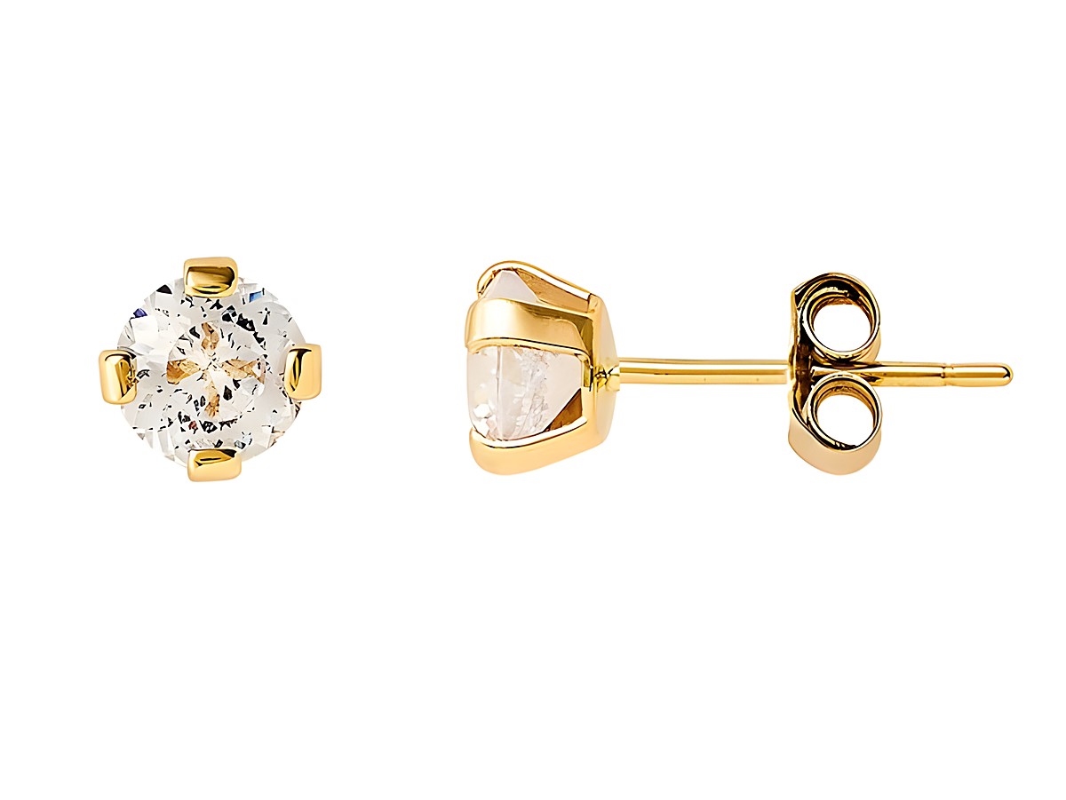Gelbgold 585 Ohrstecker von Xenox mit polierter Oberfläche und Zirkonia, elegant und zeitlos im Design, ideal für jeden Anlass und hochwertigen Ohrschmuck.