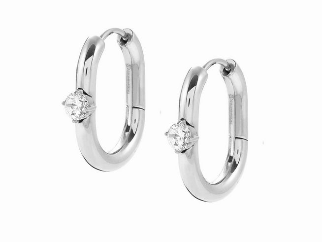 Ohrhänger Creolen aus Edelstahl mit weißen Zirkonia, glänzende Oberfläche, modernes Design, ideal für jeden Anlass, Hersteller Nomination, CHAINs OF STYLE.