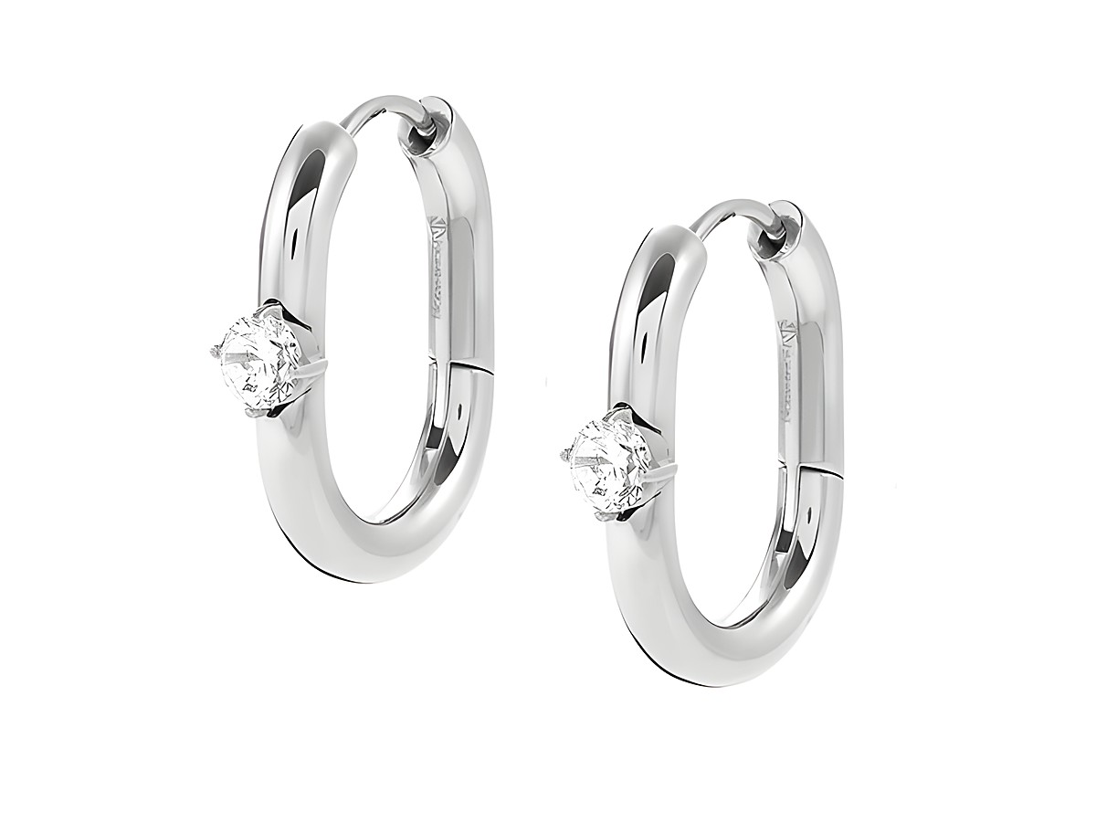 Ohrhänger Creolen aus Edelstahl mit weißen Zirkonia, glänzende Oberfläche, modernes Design, ideal für jeden Anlass, Hersteller Nomination, CHAINs OF STYLE.