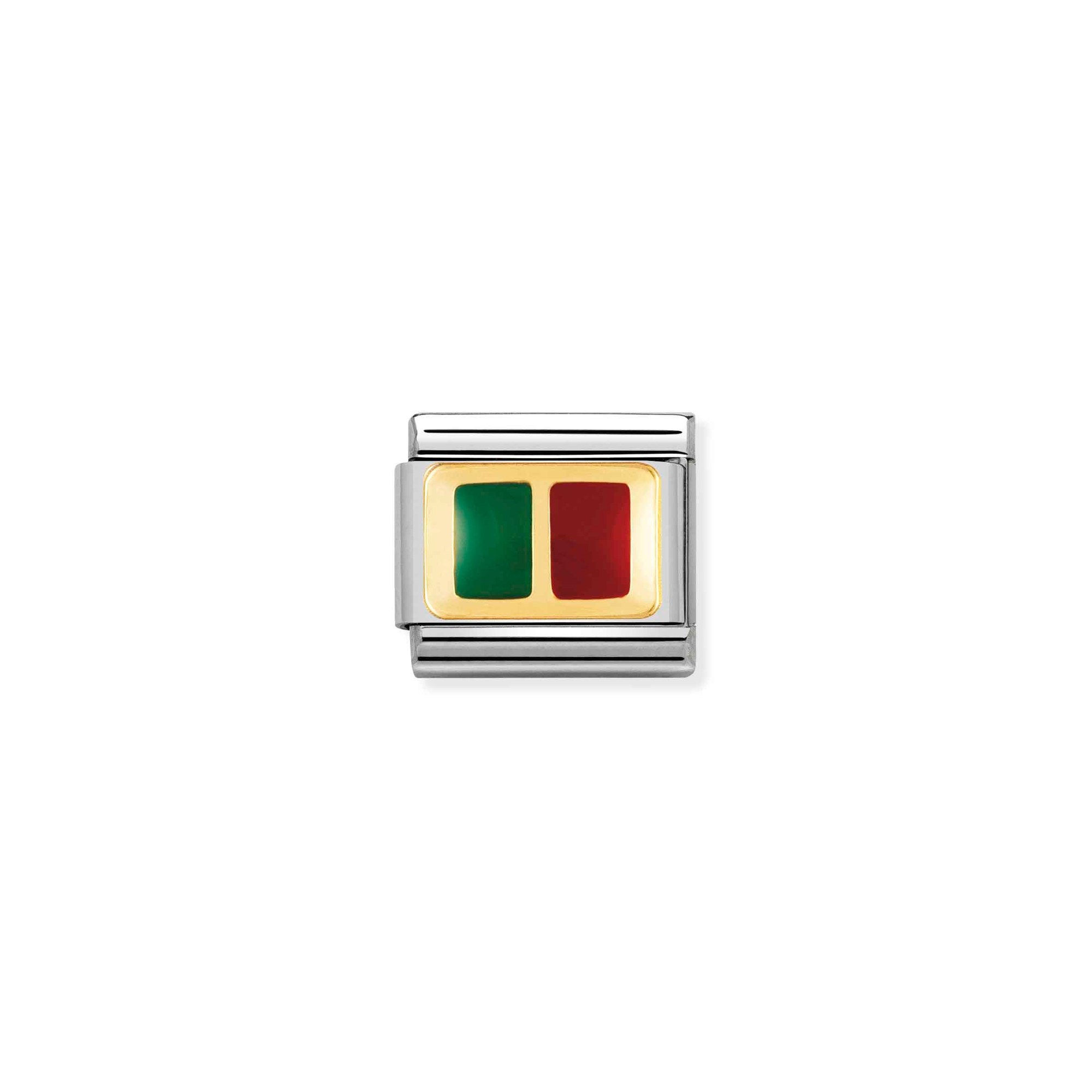 Nomination Composable Classic Charm Flagge Portugal - Edelstahl, Gold 750 Gelbgold, Emaille