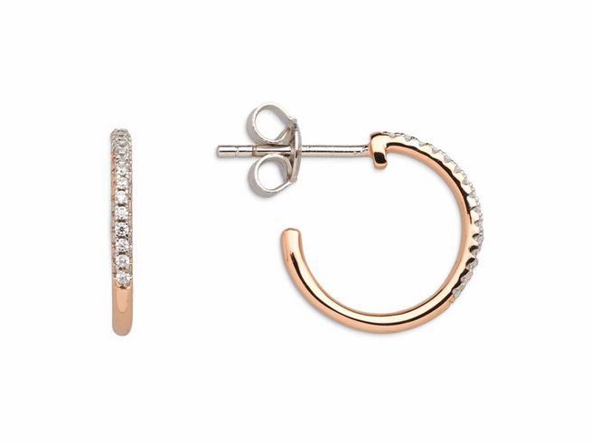 Xenox Sterling Silber Ohrringe XS3523R Creolen in Roségold Vergoldung mit funkelnden Swarovski Kristallen, elegant und zeitlos für jeden Anlass, Ohrschmuck für stilbewusste Frauen.