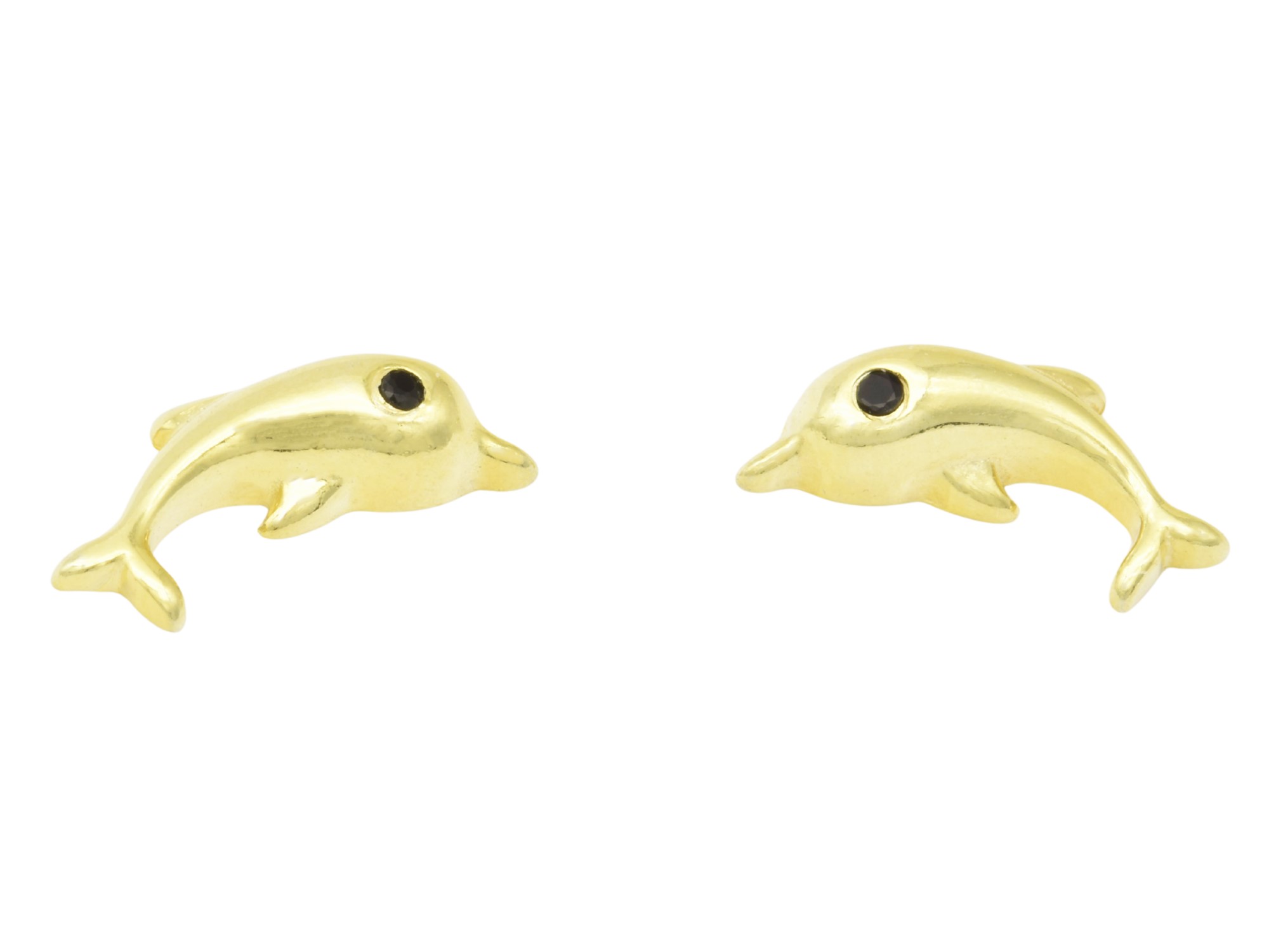Ohrringe Ohrstecker Elefant - Sterling Silber 925 - Gelbgold Vergoldung - Zirkonia Schwarz
