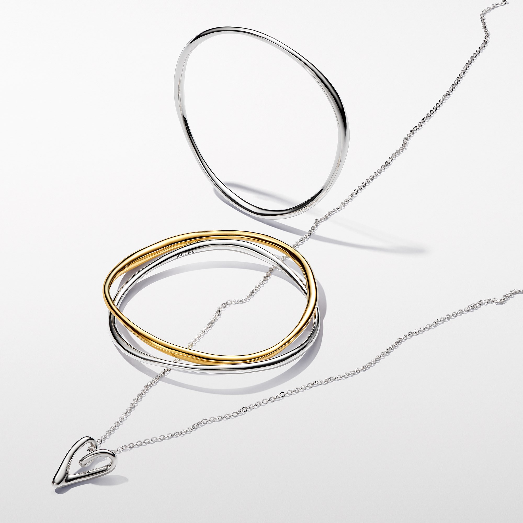 Pandora ESSENCE organisch Geformtes Herz Anhänger-Halskette - Sterling Silber - 70 cm – Ansicht 2