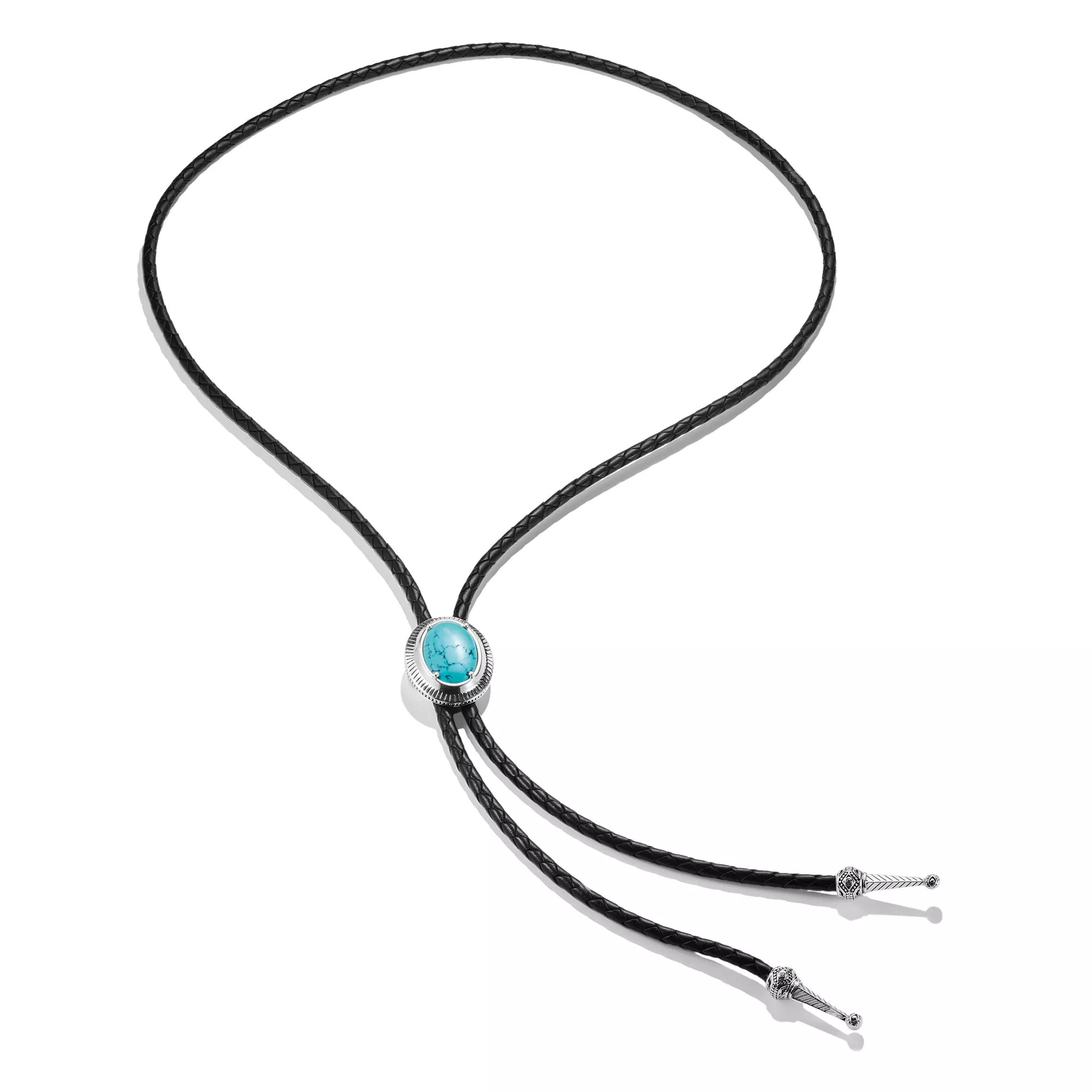 Thomas Sabo ELYNDRA Kette 80 cm - Sterling Silber geschw. & Leder & Zirkonia - Türkis – Ansicht 3