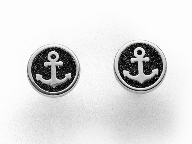 Sterling Silber Ohrringe mit Anker-Motiv und Lavasand-Einsätzen von DUR, elegant und zeitlos, ideal für jedes Outfit und Anlass, Hersteller DUR, Artikelnr O5319.