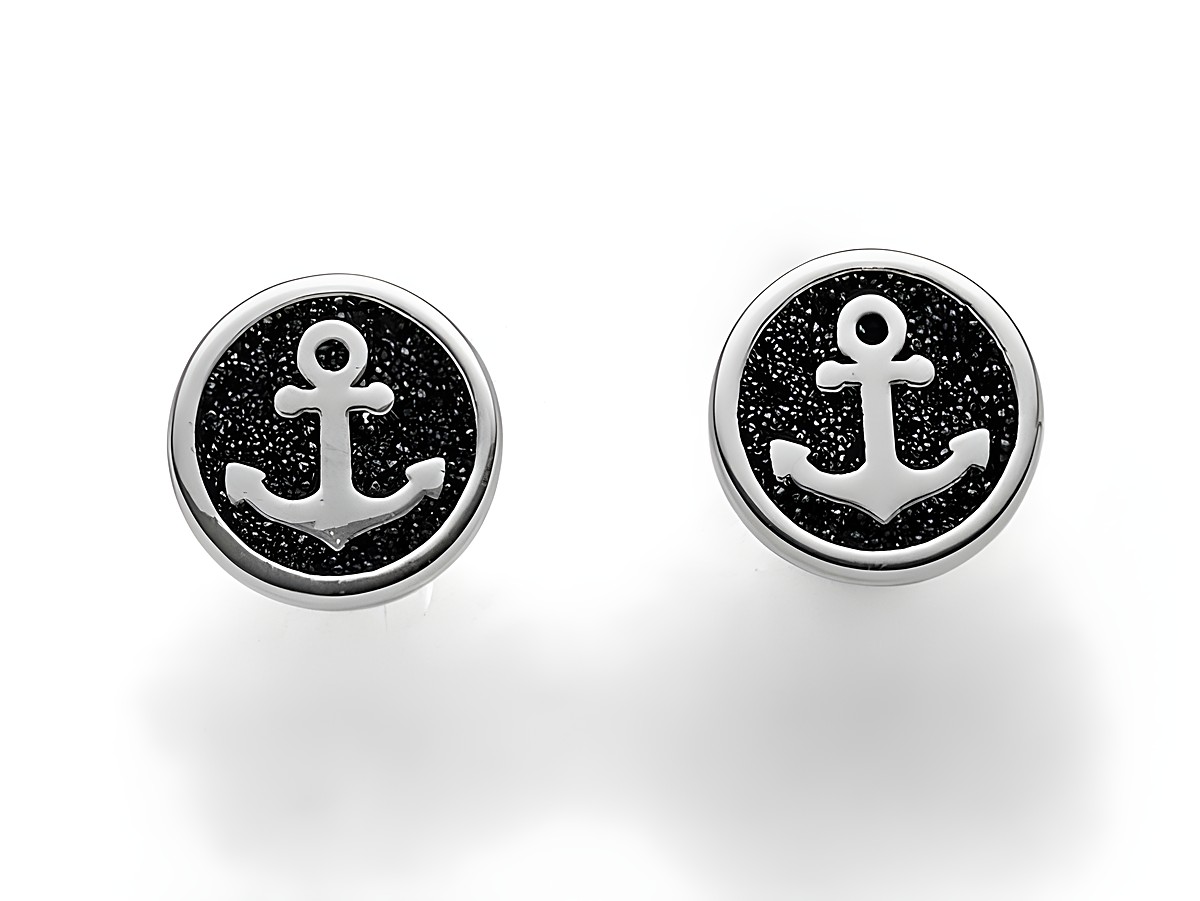 Sterling Silber Ohrringe mit Anker-Motiv und Lavasand-Einsätzen von DUR, elegant und zeitlos, ideal für jedes Outfit und Anlass, Hersteller DUR, Artikelnr O5319.