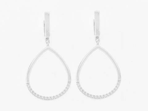 Silber Ohrringe in Tropfenform, rhodiniert mit klaren Zirkonia, klassisch und elegant. Hersteller: Juwelier Harnisch, Ohrhänger mit Stein für einen stilvollen Look.