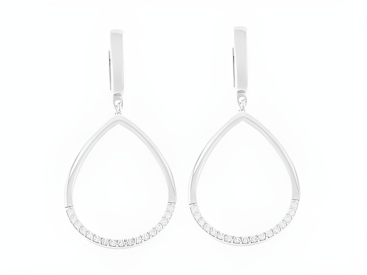 Silber Ohrringe in Tropfenform, rhodiniert mit klaren Zirkonia, klassisch und elegant. Hersteller: Juwelier Harnisch, Ohrhänger mit Stein für einen stilvollen Look.
