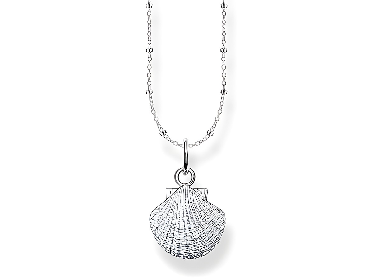 Hochwertige Thomas Sabo Kette mit Anhänger in Form einer Muschel aus Silber, verstellbar von 38 bis 42 cm, elegant und stilvoll für Damen. Ideales Schmuckstück für besondere Anlässe.